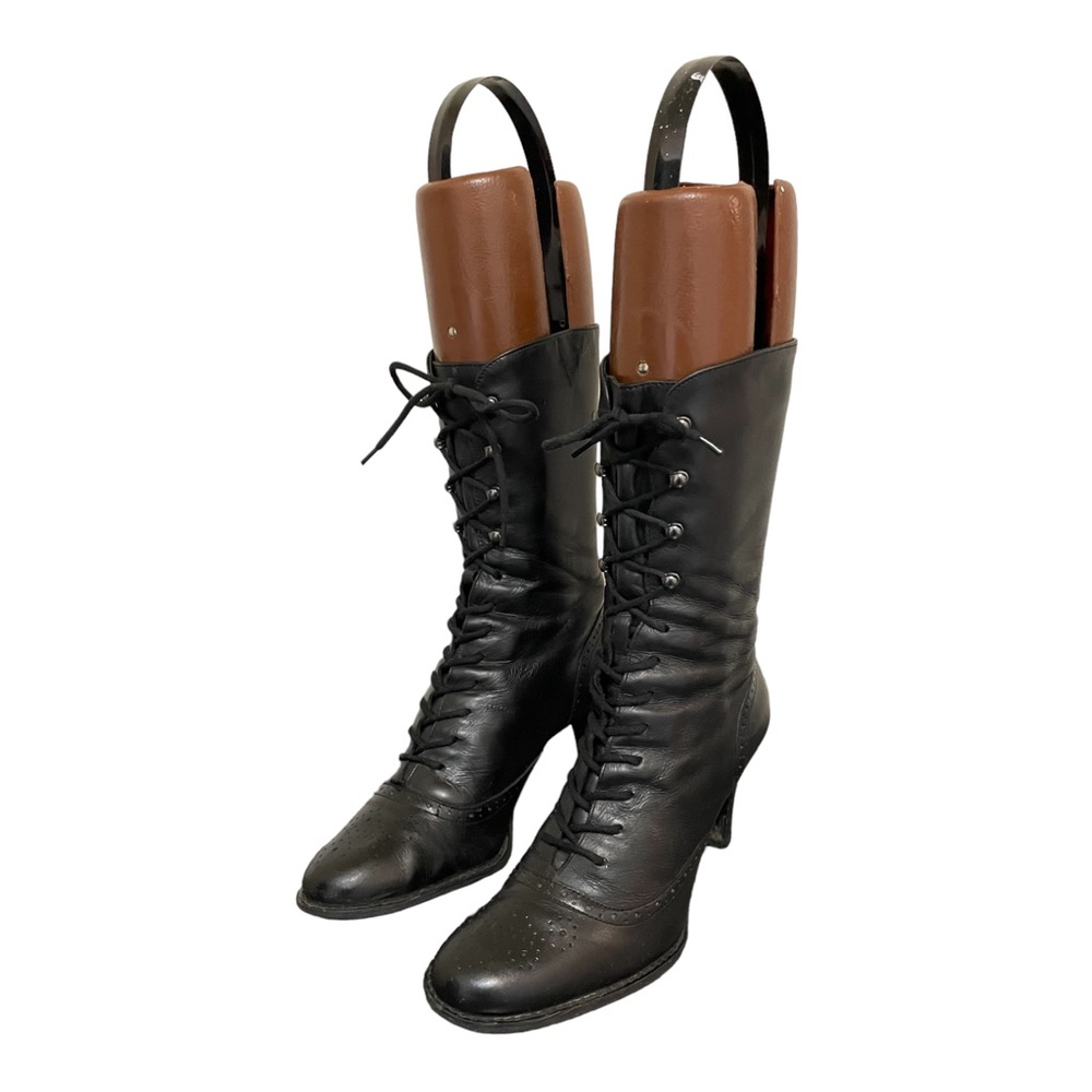 Elegant Black Lace-Up Ankle Boots